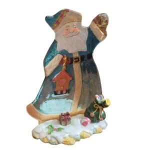 Versailles Festive Santa Tea Light Candle Holder Fused Glass